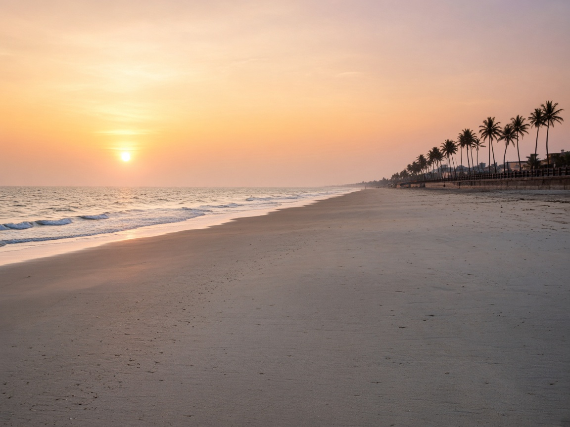 Marina Beach in Chennai at sunrise